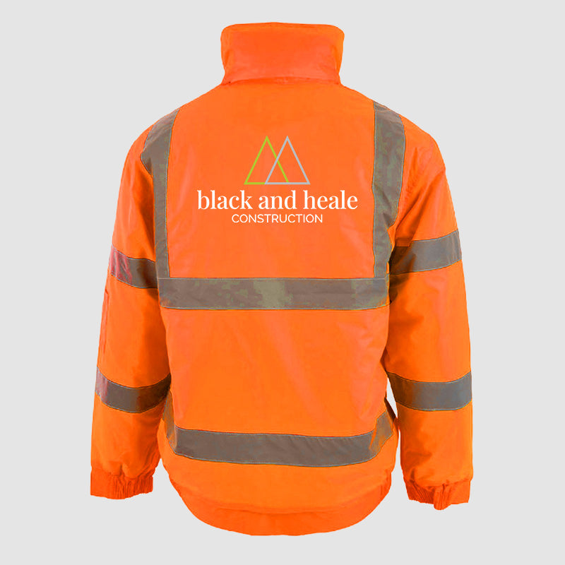 Hi-Vis Classic Bomber Jacket - Black & Heale - Orange