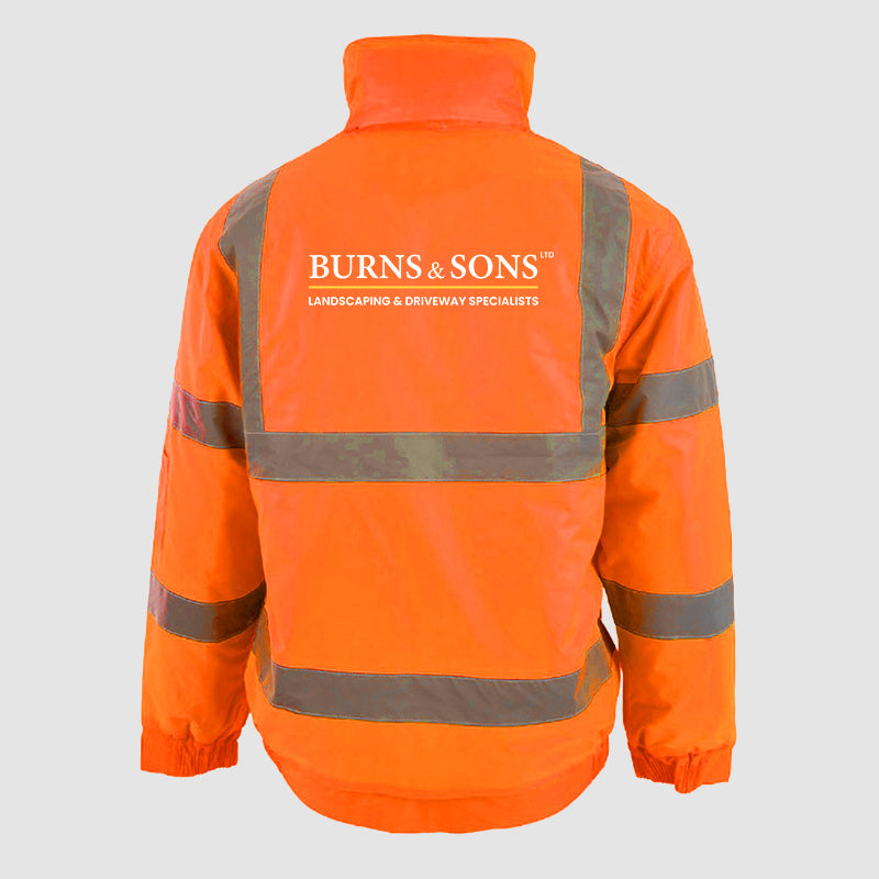 Hi-Vis Classic Bomber Jacket - Burns & Sons - Orange