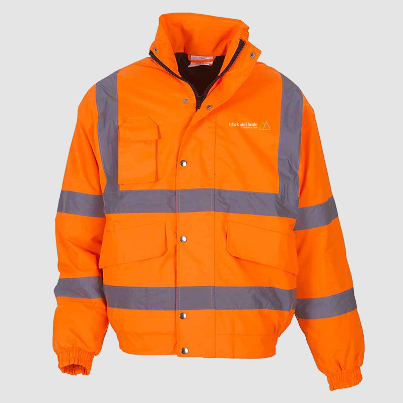 Hi-Vis Classic Bomber Jacket - Black & Heale - Orange
