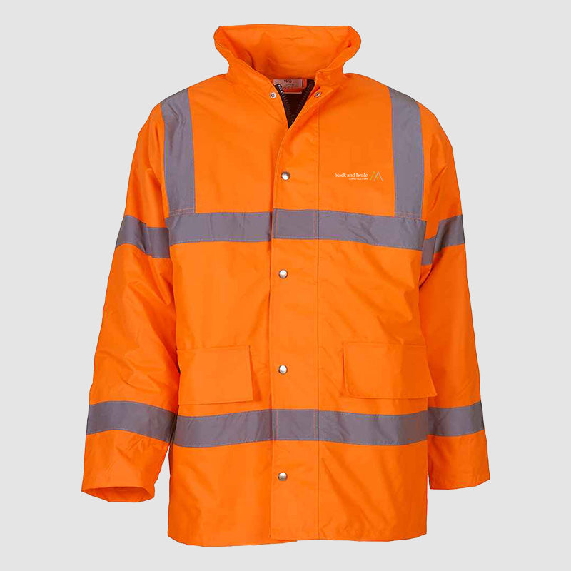 Hi-Vis Classic Motorway Jacket - Black & Heale - Orange