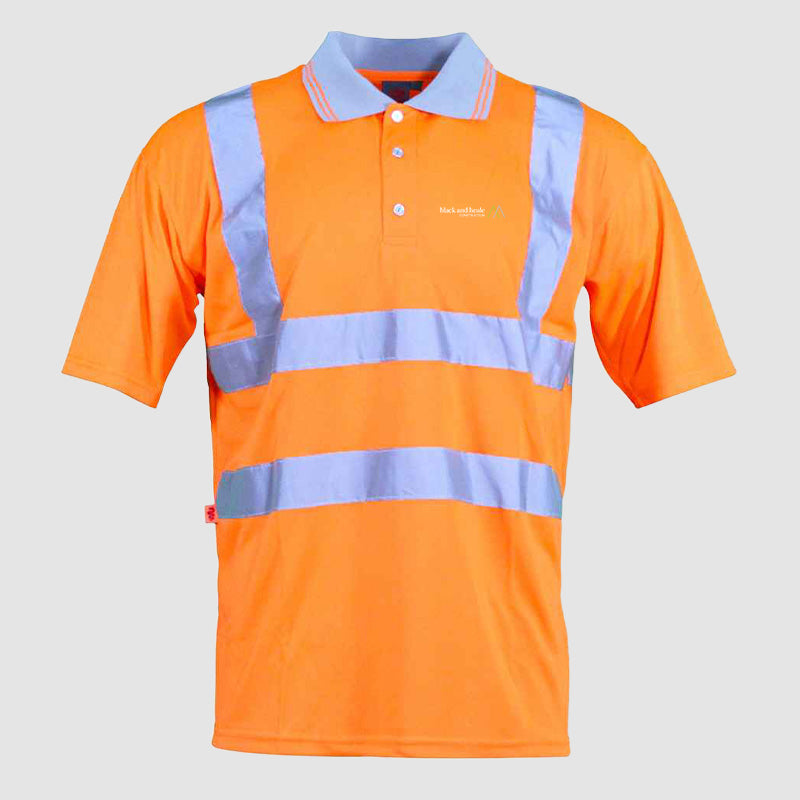 Hi-Vis Polo Shirt - Black & Heale - Orange