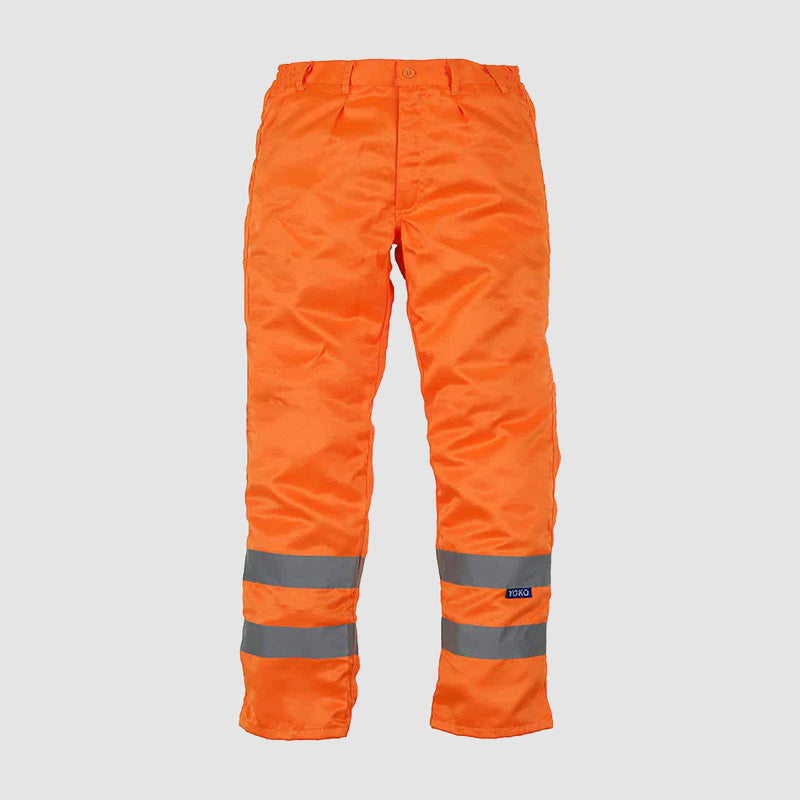Hi-Vis Poly/Cotton Work Trousers - Black & Heale - Orange