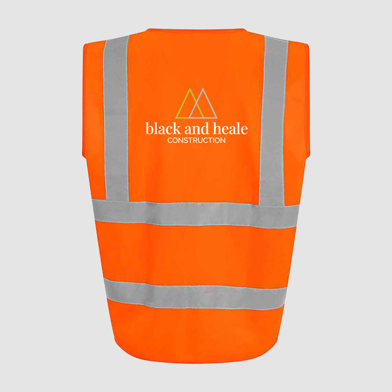 Hi-Vis Two Band and Braces Waistcoat - Black & Heale - Orange