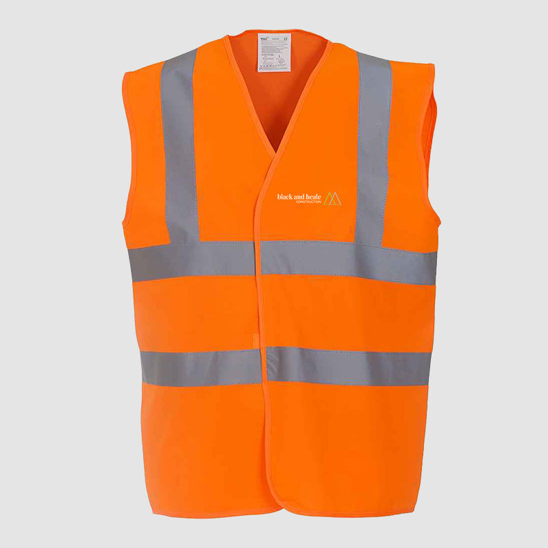 Hi-Vis Two Band and Braces Waistcoat - Black & Heale - Orange