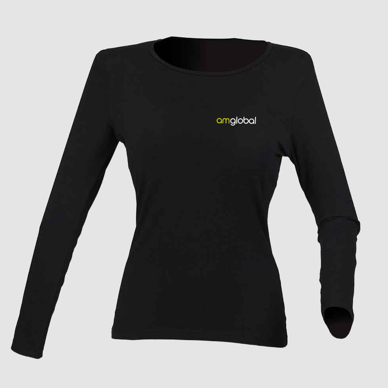 Ladies SF Long Sleeve T-Shirt - AM Global - Black