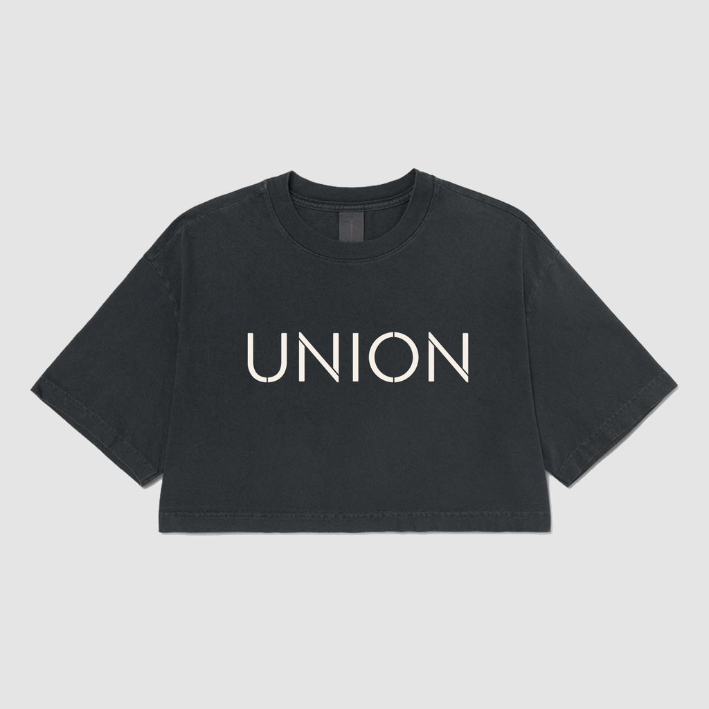 Large Logo Ladies Heavyweight Washed Cropped T-Shirt - Union