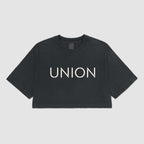 Large Logo Ladies Heavyweight Washed Cropped T-Shirt - Union