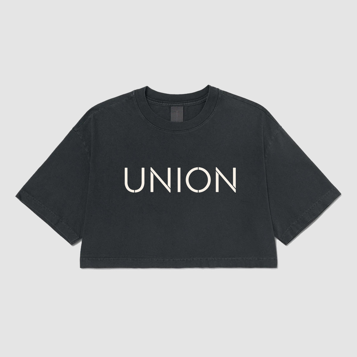 Large Logo Ladies Heavyweight Washed Cropped T-Shirt - Union
