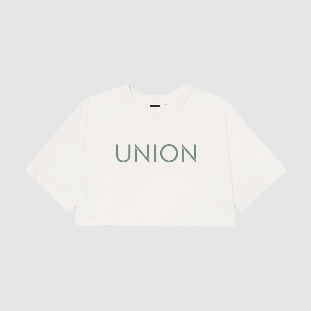 Large Logo Ladies Heavyweight Washed Cropped T-Shirt - Union