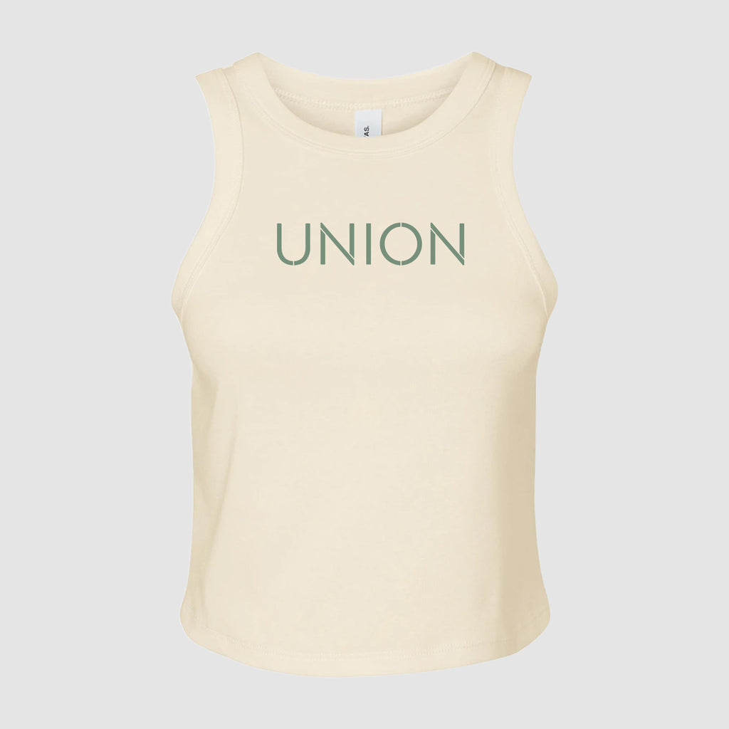 Large Logo Ladies Micro Rib Racer Tank Top - Union