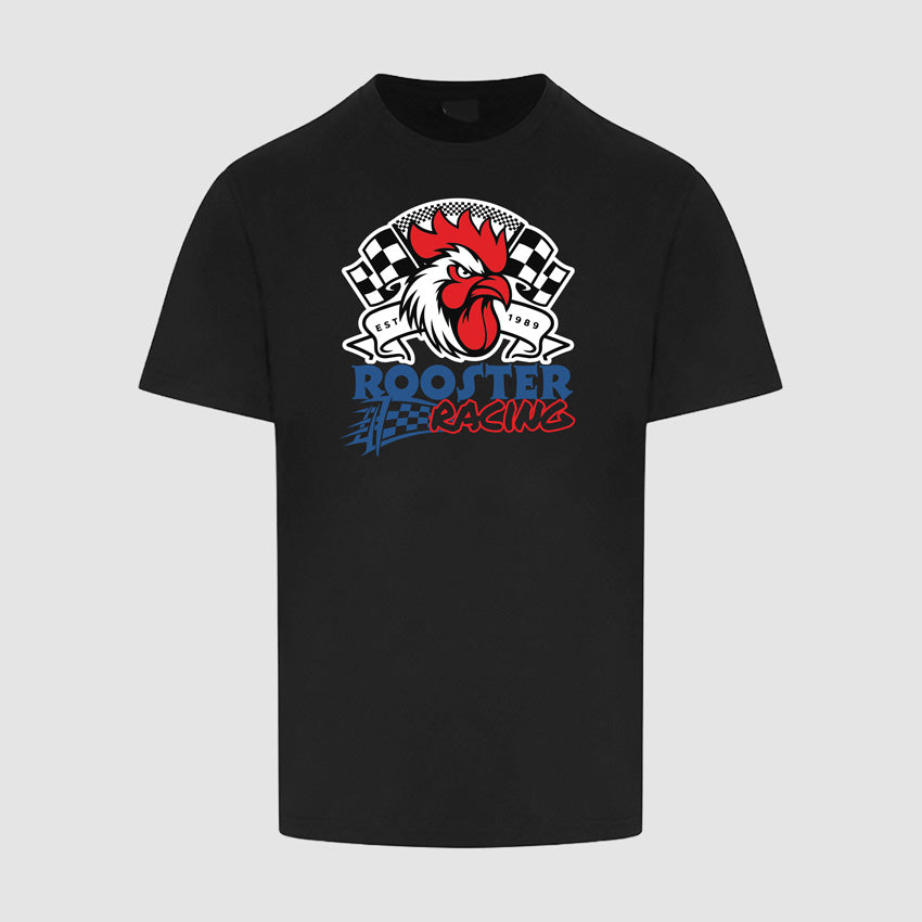 Rooster Racing Large Front - T-Shirt - Black